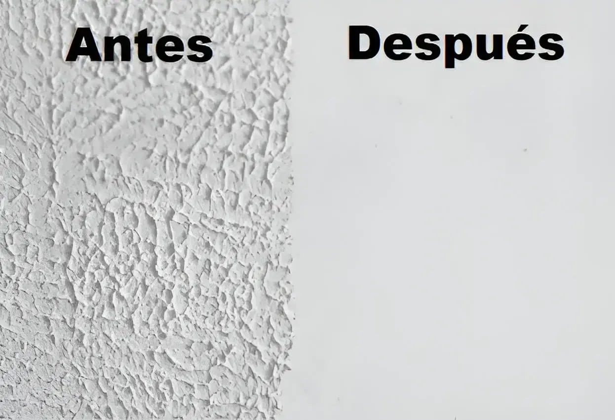 Antes y después de quitar gotelé en pared, trabajo de Los Pintores Salamanca
